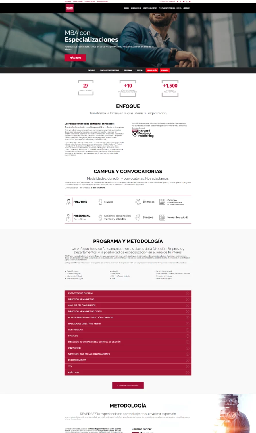 Diseño web profesional para Esden Business School